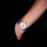 Buy Shop Michael Kors Liliane Three Hand Mother of Pearl White Dial Silver Steel Strap Watch For Women - MK4556 USA Online