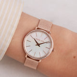 Buy Shop Michael Kors Pyper Quartz Mother of Pearl White Dial Rose Gold Mesh Strap Watch For Women - MK4588 USA Online