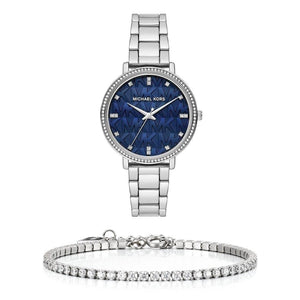 Buy Shop Michael Kors Pyper Blue Dial Silver Steel Strap Watch For Women - MK4671 USA Online