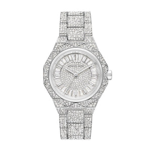 Buy Shop Michael Kors Raquel Three Hand Crystals Silver Dial Silver Steel Strap Watch For Women - MK4691 USA Online