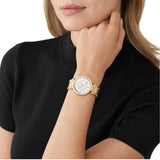Buy Shop Michael Kors Parker Mother of Pearl White Dial Gold Steel Strap Watch For Women - MK4693 USA Online