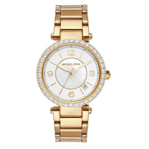Buy Shop Michael Kors Parker Mother of Pearl White Dial Gold Steel Strap Watch For Women - MK4693 USA Online