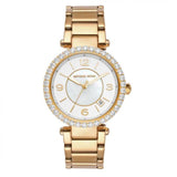 Buy Shop Michael Kors Parker Mother of Pearl White Dial Gold Steel Strap Watch For Women - MK4693 USA Online