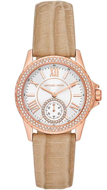 Buy Shop Michael Kors Mini Everest Crystals White Dial Brown Leather Strap Watch for Women - MK4719 USA Online