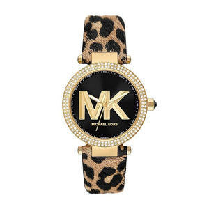 Buy Shop Michael Kors Parker Black Dial Cheetah Print Brown Leather Strap Watch For Women - MK4723 USA Online