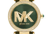 Buy Shop Michael Kors Parker Green Dial Green Leather Strap Watch For Women - MK4724 USA Online