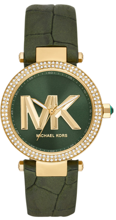 Buy Shop Michael Kors Parker Green Dial Green Leather Strap Watch For Women - MK4724 USA Online