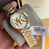 Buy Shop Michael Kors Slim Runway Three Hand Silver Dial Two Tone Steel Strap Watch For Women - MK4735 USA Online