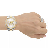 Buy Shop Michael Kors Slim Runway Three Hand Silver Dial Two Tone Steel Strap Watch For Women - MK4735 USA Online