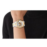 Buy Shop Michael Kors Slim Runway Three Hand Silver Dial Two Tone Steel Strap Watch For Women - MK4735 USA Online