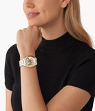 Buy Shop Michael Kors Slim Runway Three Hand Silver Dial Two Tone Steel Strap Watch For Women - MK4735 USA Online