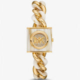 Buy Shop Michael Kors Chain Lock Analog Crystals Silver Dial Gold Steel Strap Watch for Women - MK4809 USA Online