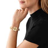 Buy Shop Michael Kors Chain Lock Analog Crystals Silver Dial Gold Steel Strap Watch for Women - MK4809 USA Online