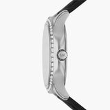 Buy Shop Michael Kors Sage Three-Hand Mother of Pearl White Dial Black Leather Strap Watch for Women - MK4821 USA Online