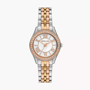 Buy Shop Michael Kors Harlowe Three-Hand Mother of Pearl White Dial Tri Tone Steel Strap Watch for Women - MK4846 USA Online