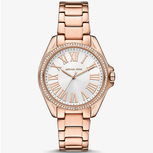 Buy Shop Michael Kors Kacie Three-Hand White Dial Rose Gold Steel Strap Watch for Women - MK4853 USA Online