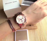 Buy Shop Michael Kors Runway Rose Gold Dial Rose Gold Steel Strap Watch for Women - MK5128 USA Online