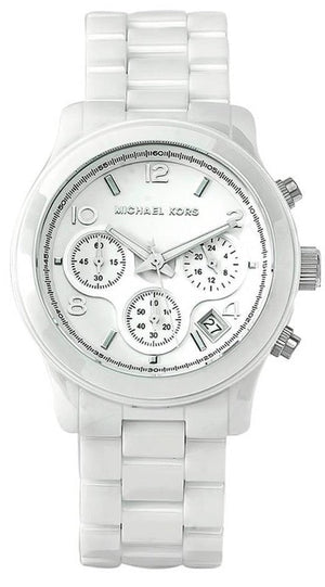 Buy Shop Michael Kors Runway White Ceramic Dial White Steel Strap Watch for Women - MK5161 USA Online