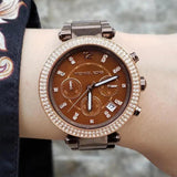 Buy Shop Michael Kors Parker Chronograph Brown Dial Brown Steel Strap Watch For Women - MK5578 USA Online
