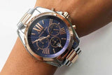 Buy Shop Michael Kors Bradshaw Blue Dial Two Tone Steel Strap Watch for Women - MK5606 USA Online