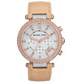Buy Shop Michael Kors Parker Chronograph White Dial Tan Leather Strap Watch for Women - MK5633 USA Online