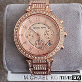 Buy Shop Michael Kors Uptown Glam Parker Chronograph Rose Gold Dial Steel Strap Watch for Women - MK5663 USA Online