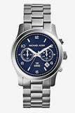 Buy Shop Michael Kors Hunger Stop 100 Series Navy Blue Dial Silver Steel Strap Watch for Women - MK5814 USA Online