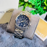 Buy Shop Michael Kors Hunger Stop 100 Series Navy Blue Dial Silver Steel Strap Watch for Women - MK5814 USA Online