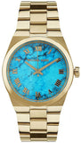 Buy Shop Michael Kors Channing Turquoise Dial Gold Steel Strap Watch For Women - MK5894 USA Online