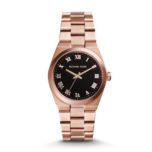 Buy Shop Michael Kors Channing Black Dial Rose Gold Steel Strap Watch For Women - MK5937 USA Online