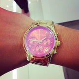 Buy Shop Michael Kors Runway Iridescent Pink Dial Gold Steel Strap Watch for Women - MK5939 USA Online