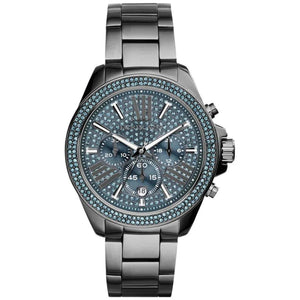 Buy Shop Michael Kors Wren Chronograph Quartz Blue Dial Grey Steel Strap Watch For Women - MK6097 USA Online