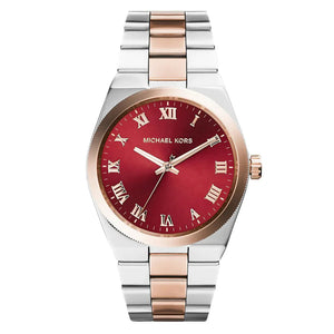 Buy Shop Michael Kors Channing Quartz Red Dial Two Tone Steel Strap Watch For Women - MK6114 USA Online