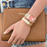 Buy Shop Michael Kors Runway Chronograph Orange Dial Gold Steep Strap Watch For Women - MK6162 USA Online