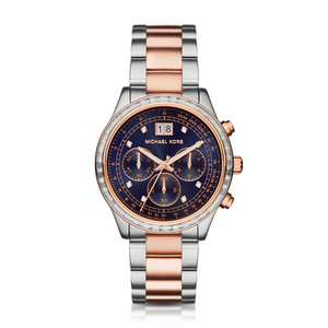 Buy Shop Michael Kors Brinkley Blue Dial Two Tone Steel Strap Watch for Women - MK6205 USA Online