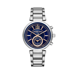Buy Shop Michael Kors Sawyer Navy Blue Dial Silver Steel Strap Watch for Women - MK6224 USA Online