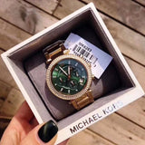 Buy Shop Michael Kors Parker Chronograph Green Dial Gold Steel Strap Watch for Women - MK6263 USA Online