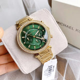 Buy Shop Michael Kors Parker Chronograph Green Dial Gold Steel Strap Watch for Women - MK6263 USA Online
