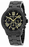 Michael Kors Brecken Chronograph Black Dial Black Steel Strap Watch for Women - MK6302