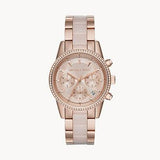 Buy Shop Michael Kors Ritz Chronograph Rose Gold Dial Two Tone Steel Strap Watch for Women - MK6307 USA Online