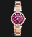 Buy Shop Michael Kors Mini Parker Multi-Function Plum Mother of Pearl Dial Rose Gold Steel Strap Watch For Women - MK6403 USA Online