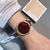 Buy Shop Michael Kors Parker Mother of Pearl Red Dial Two Tone Steel Strap Watch for Women - MK6427 USA Online