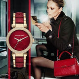 Buy Shop Michael Kors Parker Mother of Pearl Red Dial Two Tone Steel Strap Watch for Women - MK6427 USA Online