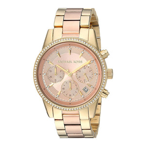 Buy Shop Michael Kors Ritz Chronograph Rose Dial Two Tone Steel Strap Watch for Women - MK6475 USA Online
