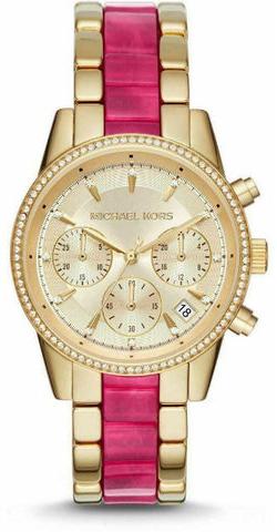 Buy Shop Michael Kors Ritz Chronograph Gold Dial Two Tone Steel Strap Watch For Women - MK6517 USA Online