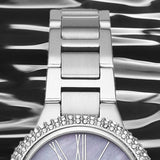Buy Shop Michael Kors Taryn Mother of Pearl Purple Dial Silver Steel Strap Watch For Women - MK6562 USA Online