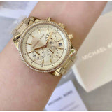 Buy Shop Michael Kors Ritz Chronograph Gold Dial Gold Steel Strap Watch For Women - MK6597 USA Online