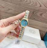 Buy Shop Michael Kors Petite Runway Mercer Blue Dial Gold Steel Strap Watch For Women - MK6673 USA Online