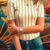 Buy Shop Michael Kors Runway Mercer Mother of Pearl White Dial Two Tone Steel Strap Watch For Women - MK6674 USA Online