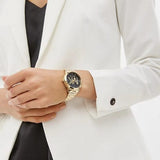 Buy Shop Michael Kors Runway Quartz Black Dial Gold Steel Strap Watch For Women - MK6682 USA Online